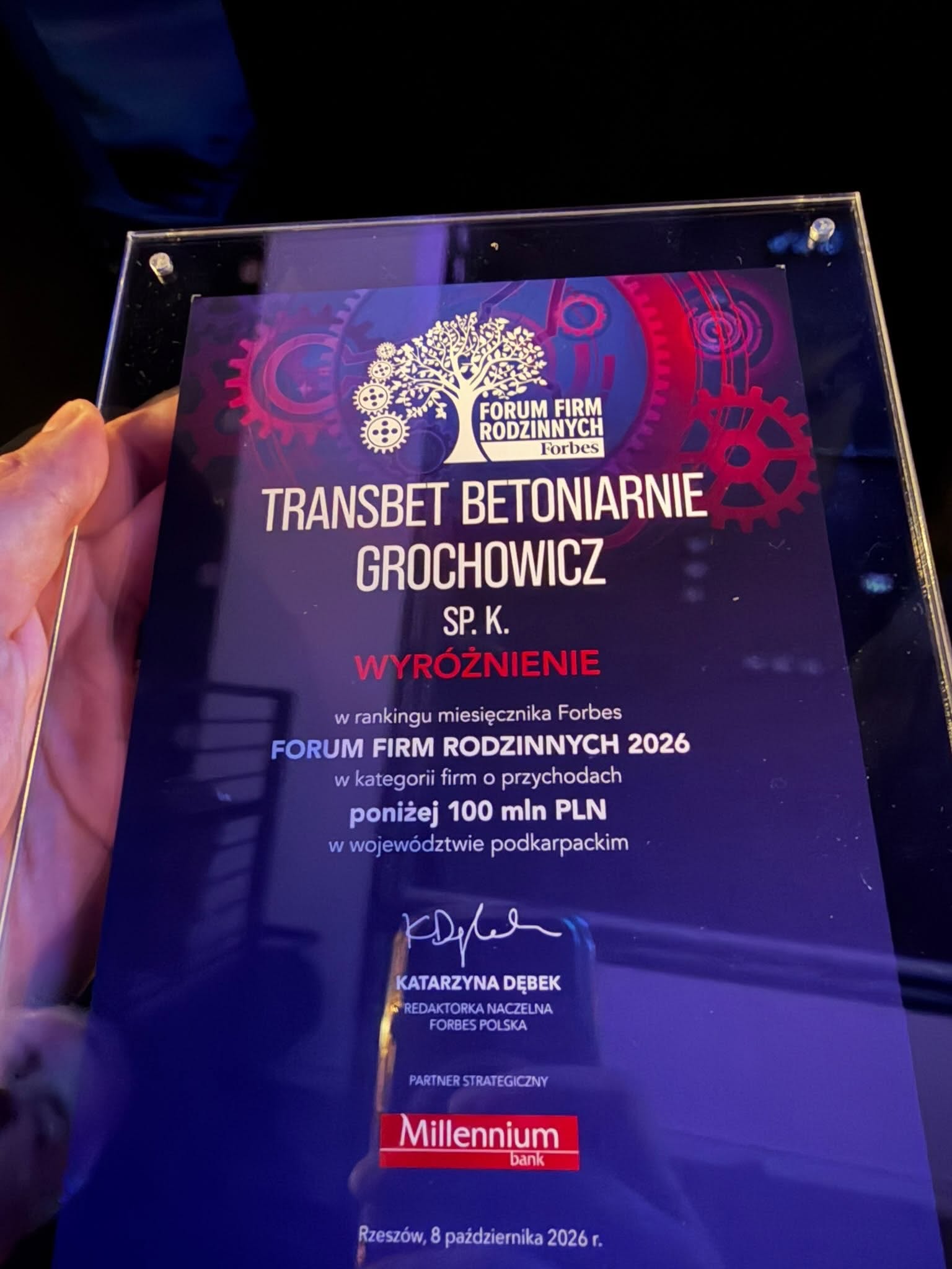 Wyróżnienie Transbet w rankingu Forbes Forum Firm Rodzinnych 2026